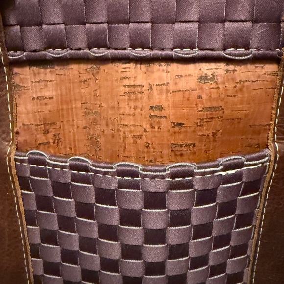 NWOT Consuela Vintage Purple Woven Handbag/Tote with Brown Leather Trim - Picture 3 of 6